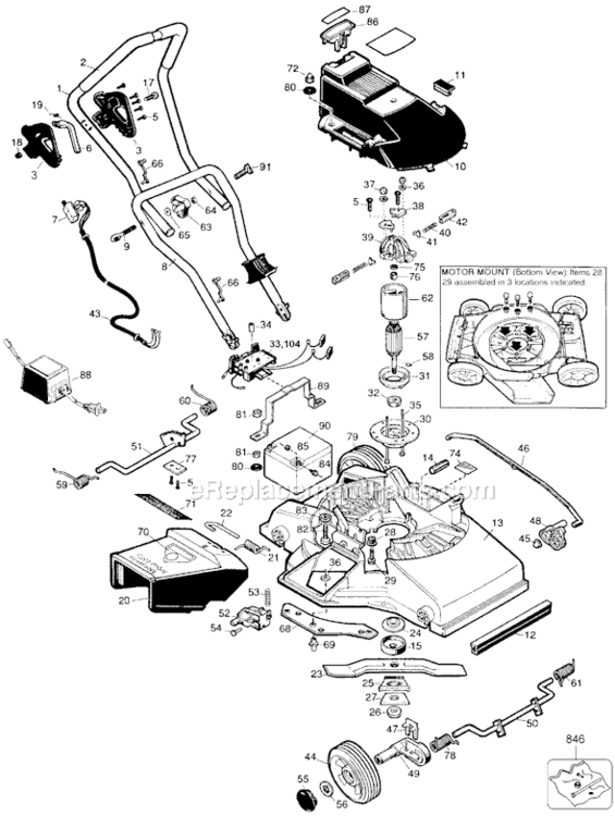 Page A Diagram and Parts List for CM600 Type 1 Black and Decker Lawn Mower